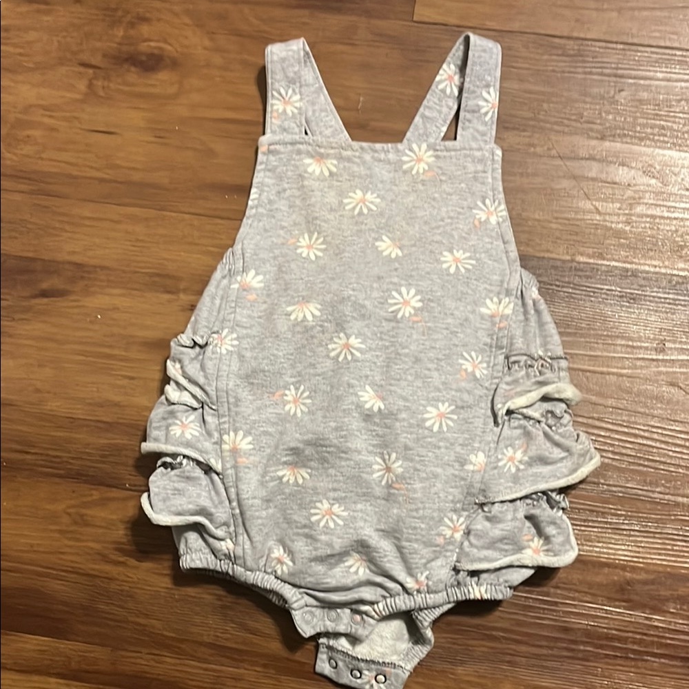 Gray Floral Baby Romper
